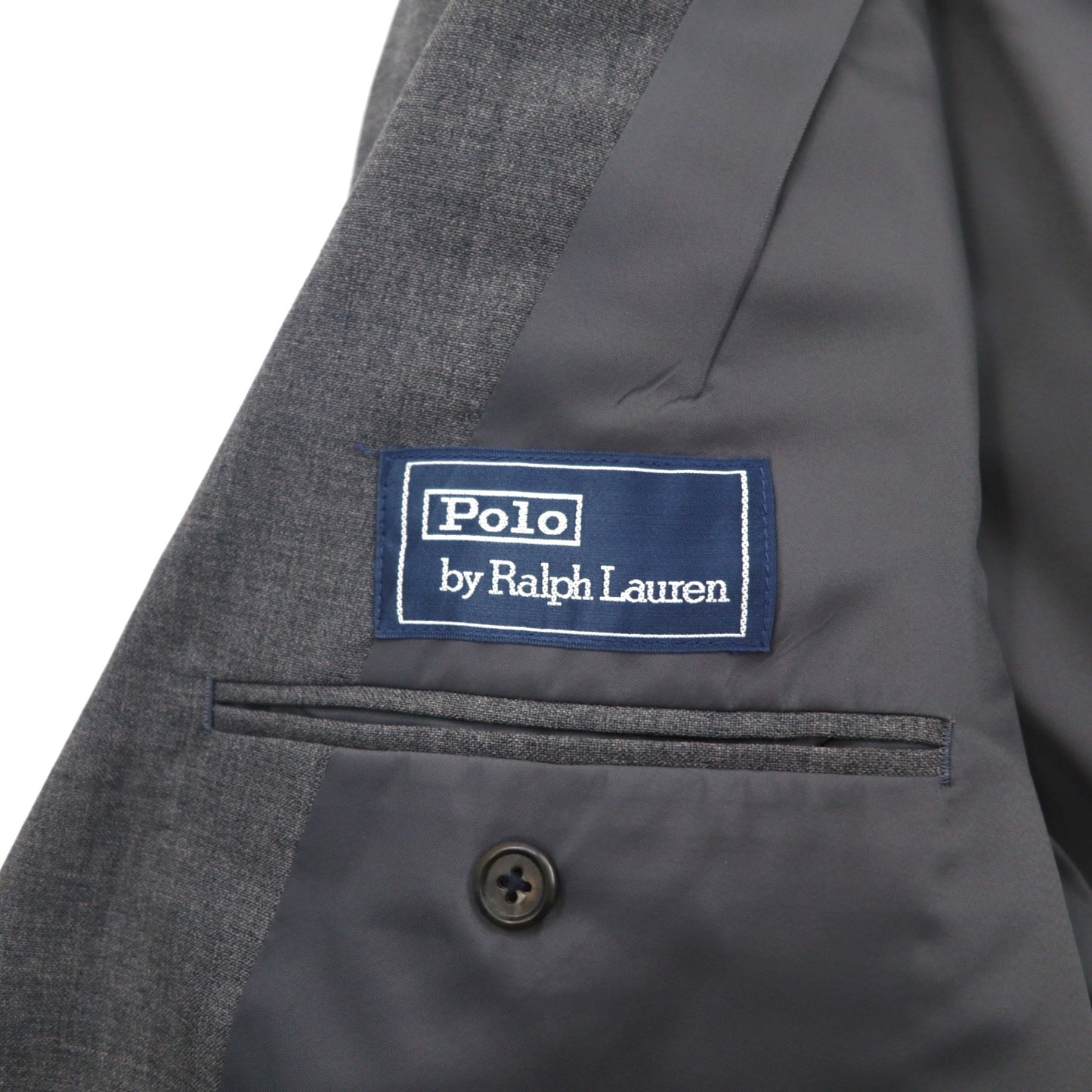 Polo Ralph Lauren 80年代 日本製 ピークドラペル ダブルブレスト セットアップ スーツ M グレー 金ボタン