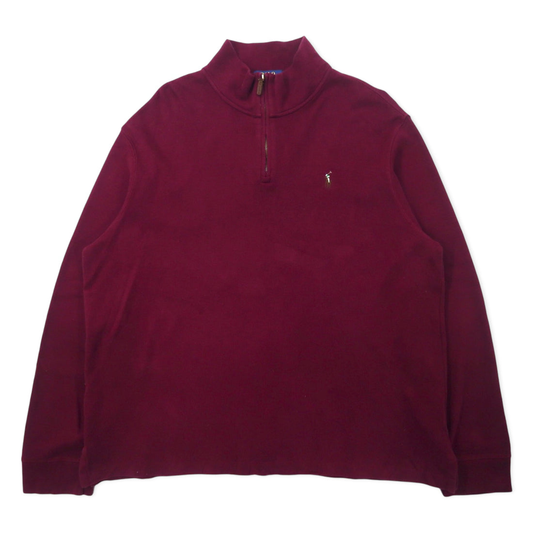 日本然リトテ-古着オンライン-POLO RALPH LAUREN ハーフジップ スウェット XL パープル コットン ESTATE RIB スモールポニー刺繍-POLO RALPH LAUREN Half Zip Sweatshirt XL Purple Cotton ESTATE RIB Small Pony Embroidery