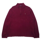日本然リトテ-古着オンライン-POLO RALPH LAUREN ハーフジップ スウェット XL パープル コットン ESTATE RIB スモールポニー刺繍-POLO RALPH LAUREN Half Zip Sweatshirt XL Purple Cotton ESTATE RIB Small Pony Embroidery