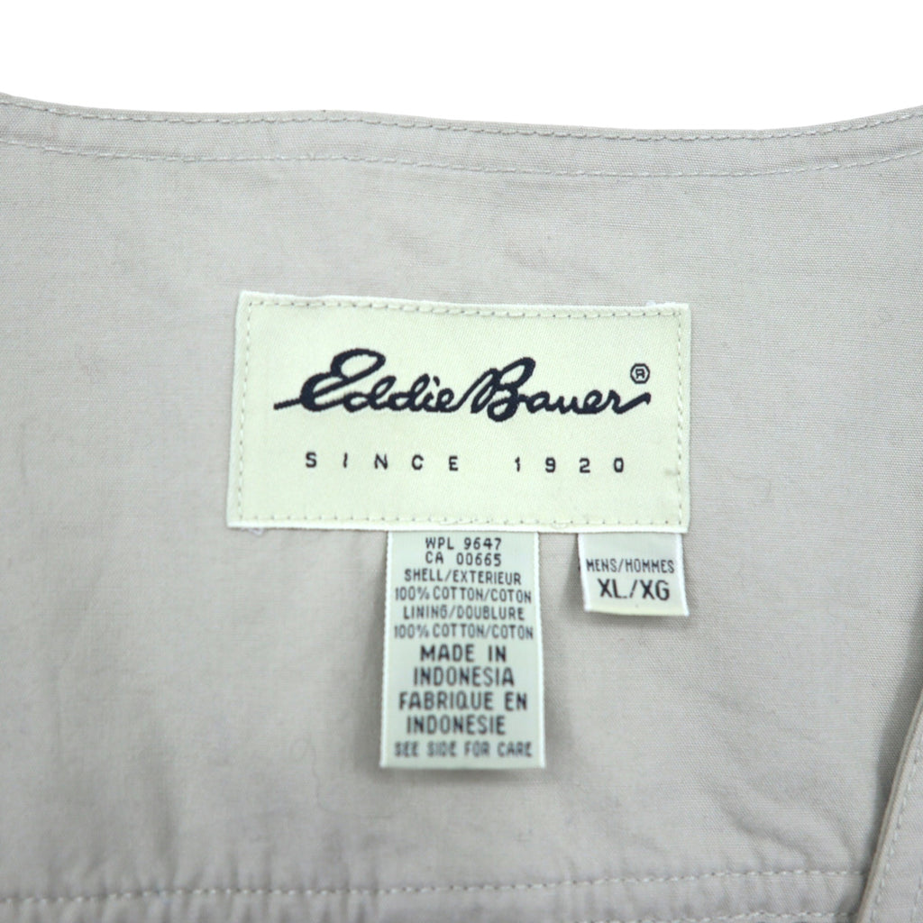 Eddie Bauer 90年代 フィッシングベスト XL ベージュ コットン メッシュ切り替え ドローコード