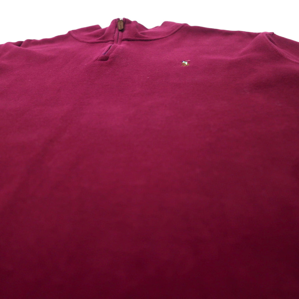 POLO RALPH LAUREN Half-Zip Sweatshirt XL Purple Cotton ESTATE RIB Small Pony Embroidery