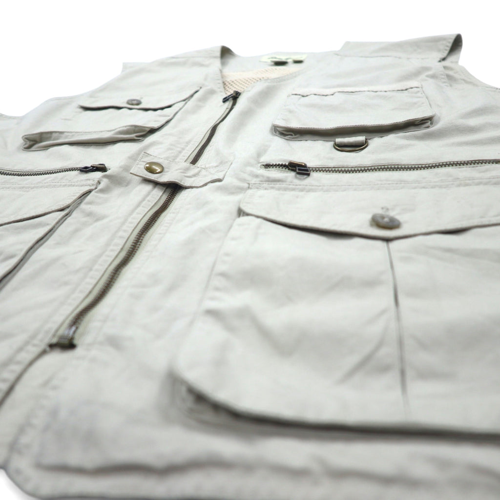 Eddie Bauer 90年代 フィッシングベスト XL ベージュ コットン メッシュ切り替え ドローコード