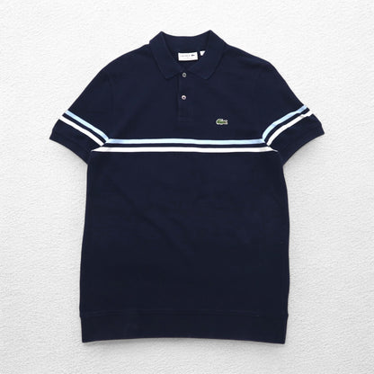 LACOSTE Made in France Polo Shirt M Navy Cotton Single Point Logo PH4246