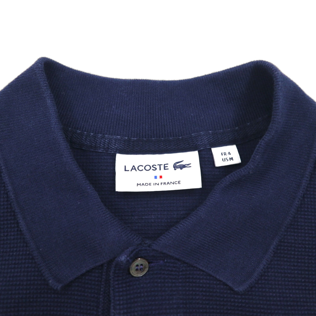 LACOSTE Made in France Polo Shirt M Navy Cotton Single Point Logo PH4246