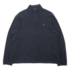 日本然リトテ-古着オンライン-POLO RALPH LAUREN ハーフジップ スウェット XL グレー コットン ESTATE RIB スモールポニー刺繍-POLO RALPH LAUREN Half Zip Sweatshirt XL Gray Cotton ESTATE RIB Small Pony Embroidery