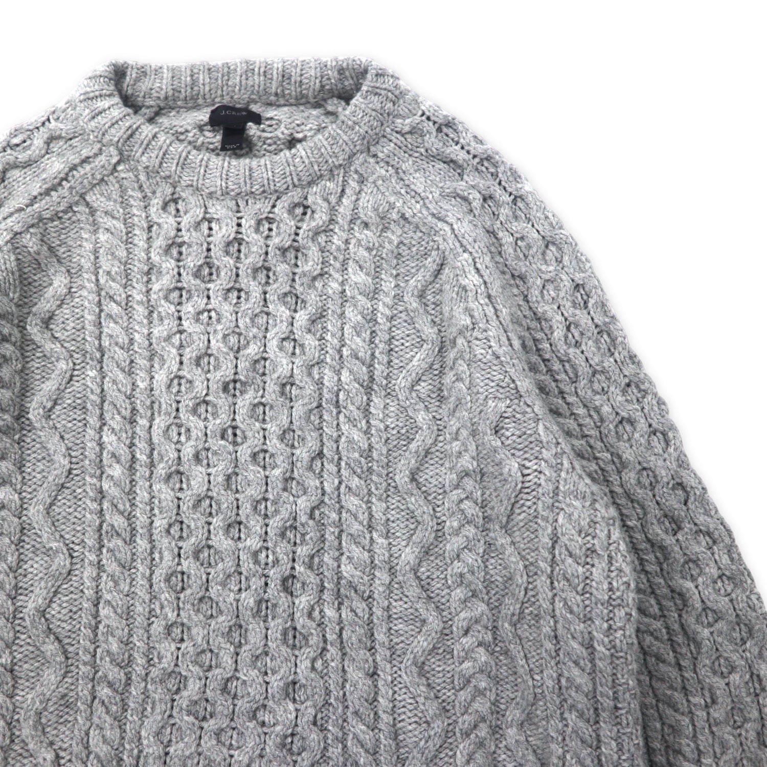 J.CREW USA MADE Fisherman Alannit Sweater M Gray Wool IMPERIAL