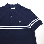 LACOSTE Made in France Polo Shirt M Navy Cotton Single Point Logo PH4246