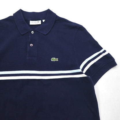 LACOSTE Made in France Polo Shirt M Navy Cotton Single Point Logo PH4246