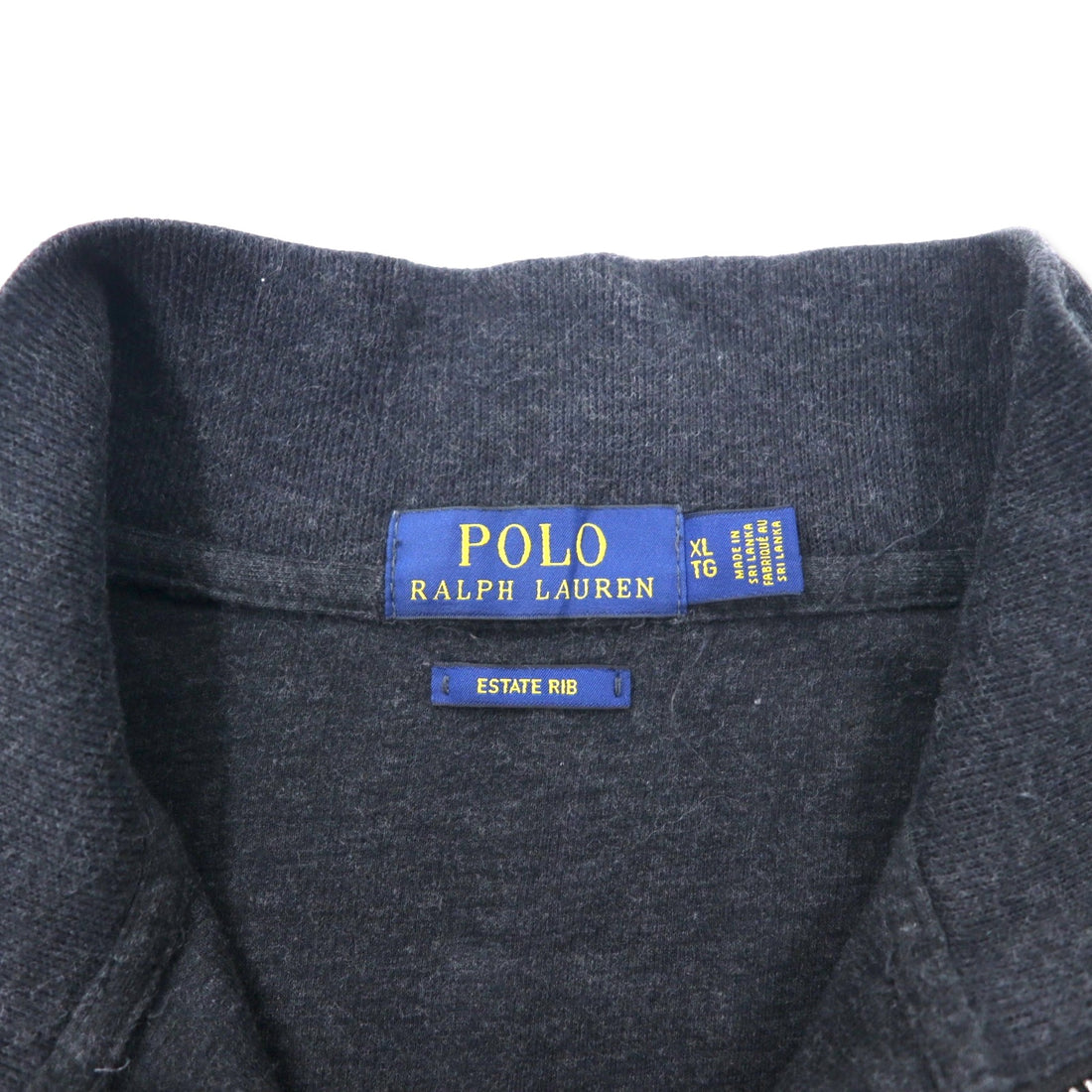 POLO RALPH LAUREN Half-Zip Sweatshirt XL Grey Cotton ESTATE RIB Small Pony Embroidery