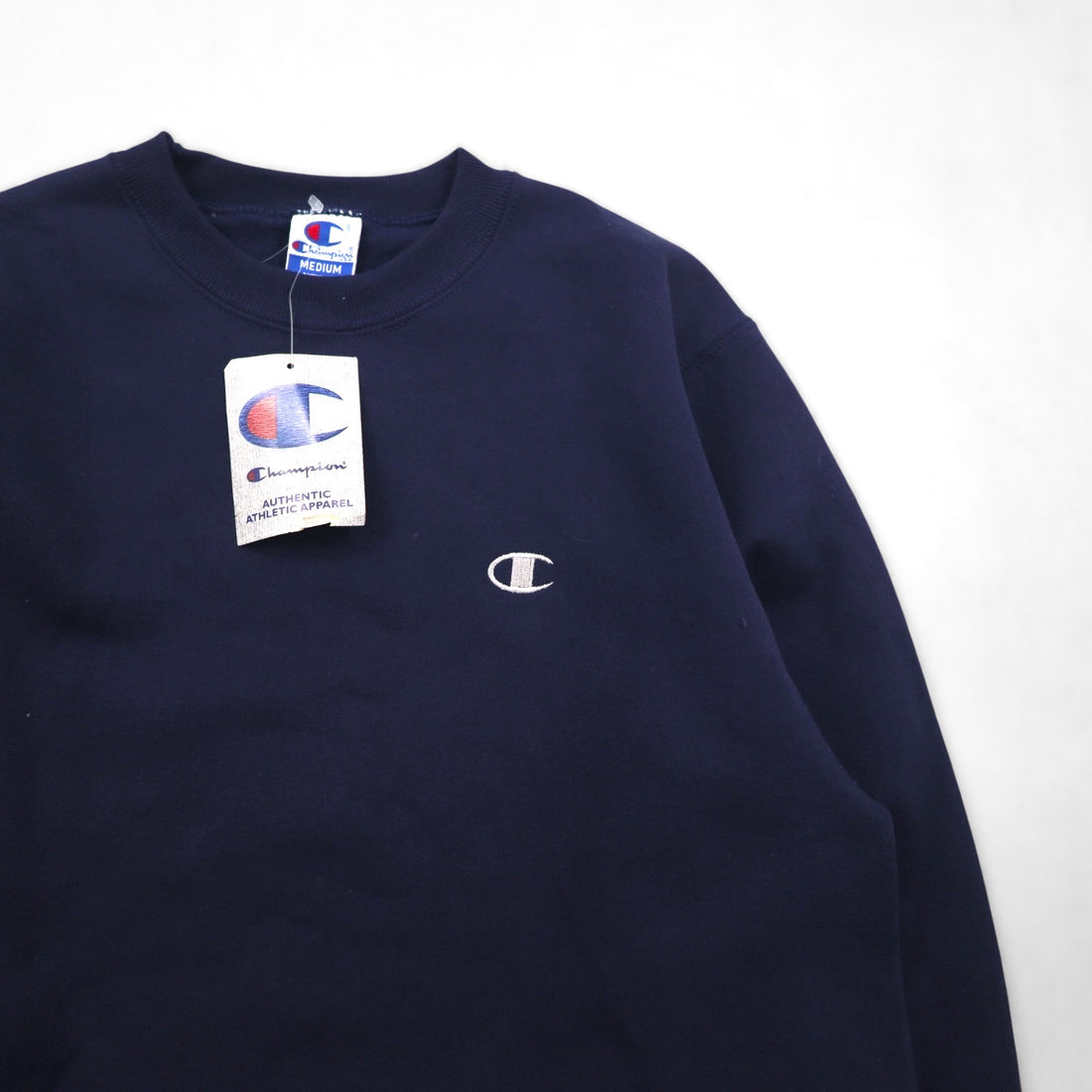 Champion 90s Made in USA Embroidered Tag Sweatshirt, Size M, Navy, Unused, Deadstock
