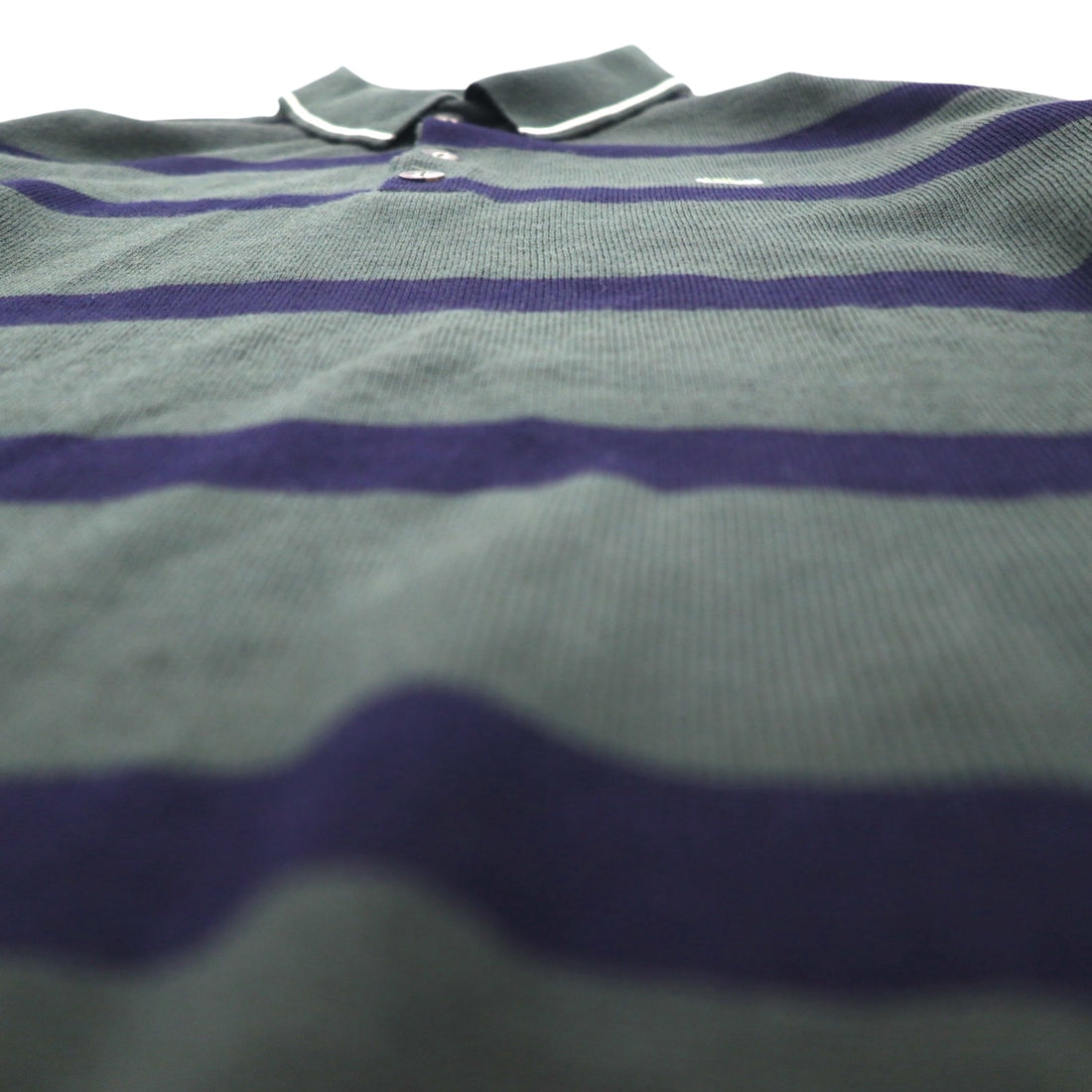 LACOSTE 80年代 ニット ポロ シャツ セーター XL グリーン ウール ボーダー