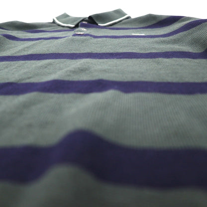 LACOSTE 80年代 ニット ポロ シャツ セーター XL グリーン ウール ボーダー