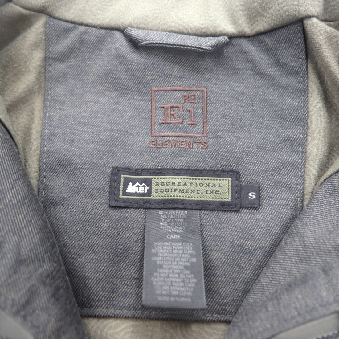 REI Outdoor Mountain Jacket S Grey Nylon Double Zip ELEMENTS