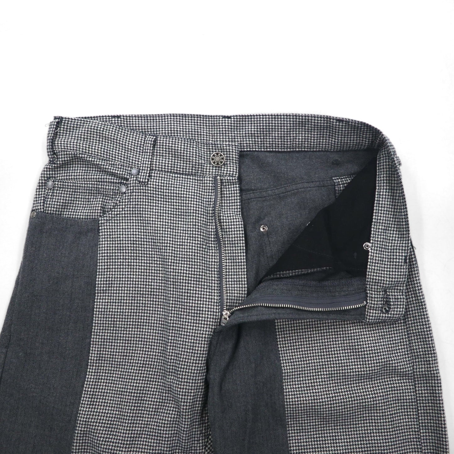 AiE ( Nepenthes ) 22AW USA製 クレイジーパターンパンツ Krazy Pant M グレー ヒッコリーストライプ ヘリンボーン 未使用品