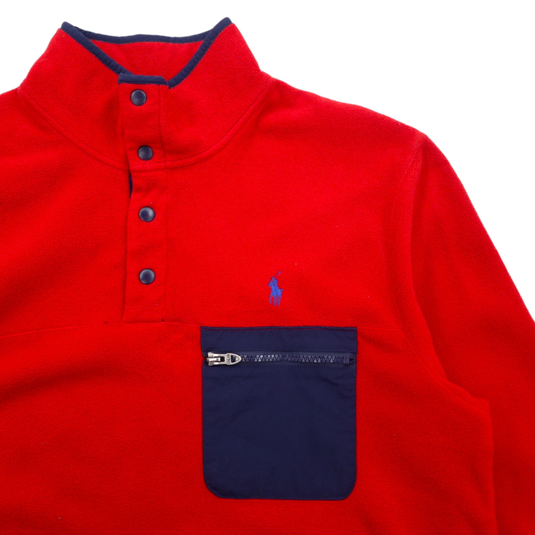 POLO RALPH LAUREN Half Snap Fleece Jacket Snap TL Red Polyester Small Pony Embroidery