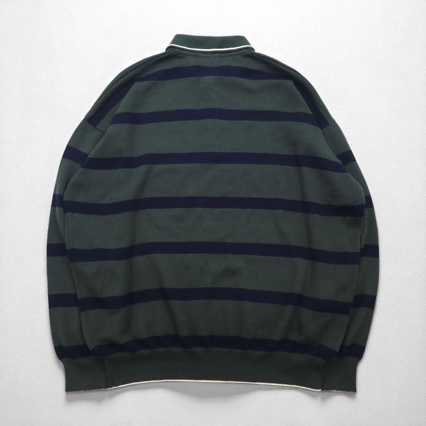 LACOSTE 80年代 ニット ポロ シャツ セーター XL グリーン ウール ボーダー