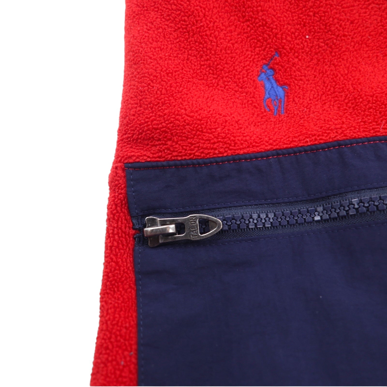 POLO RALPH LAUREN ハーフスナップ フリースジャケット スナップT L レッド ポリエステル スモールポニー 刺繍
