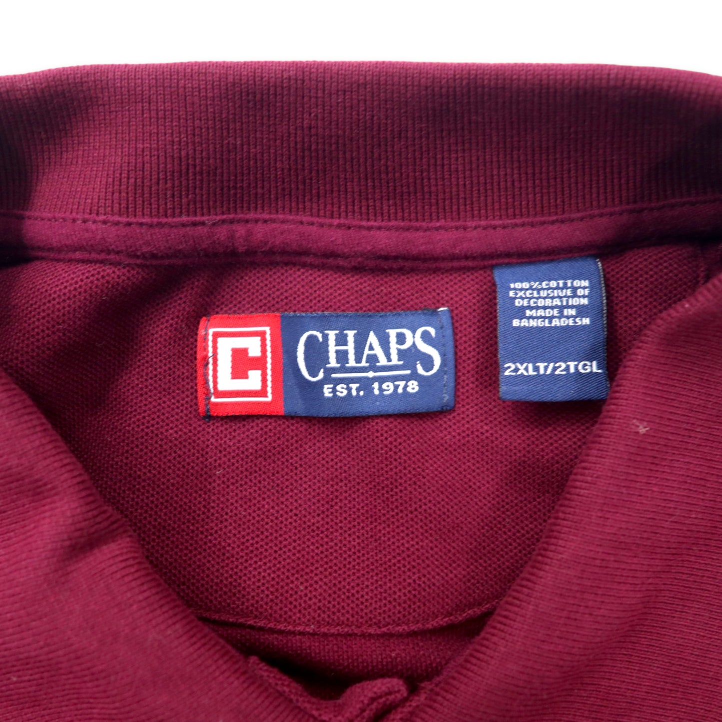 CHAPS ポロシャツ 2XL ボルドー コットン ワンポイントロゴ ビッグサイズ