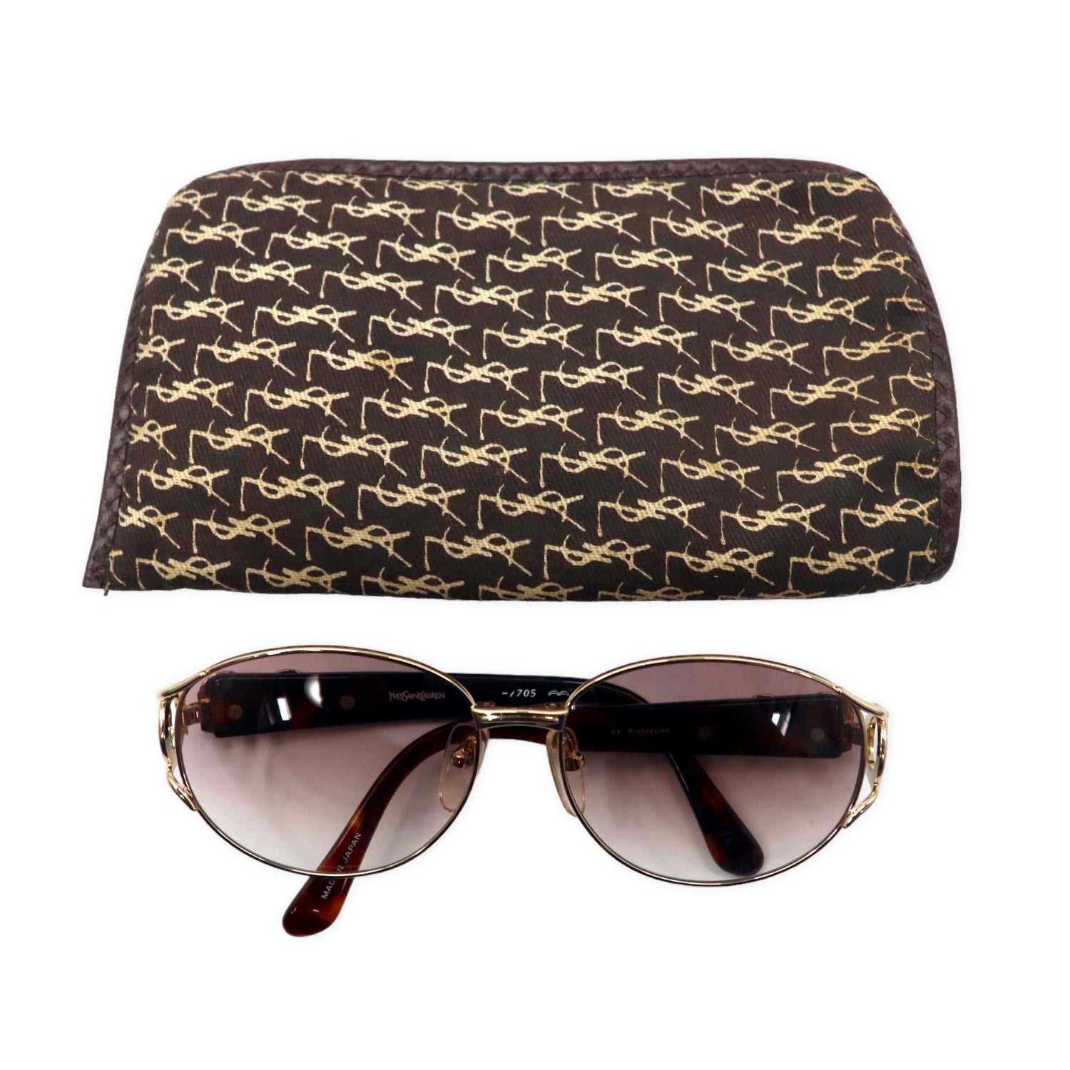 Yves Saint Laurent Sunglasses Gold Tortoiseshell Collar Lens UV ...