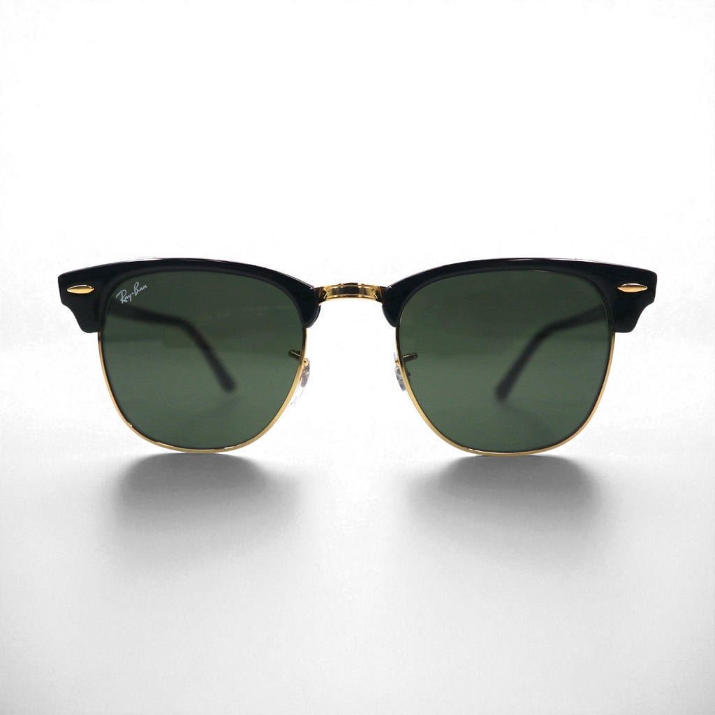 Ray-Ban Clubmaster Half-Rim Sunglasses, Black, RB3016 W0365, 49-21, 140mm, 3N, Made in Italy