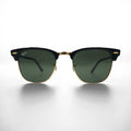 Ray-Ban Clubmaster Half-Rim Sunglasses, Black, RB3016 W0365, 49-21, 140mm, 3N, Made in Italy