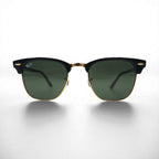Ray-Ban Clubmaster Half-Rim Sunglasses, Black, RB3016 W0365, 49-21, 140mm, 3N, Made in Italy