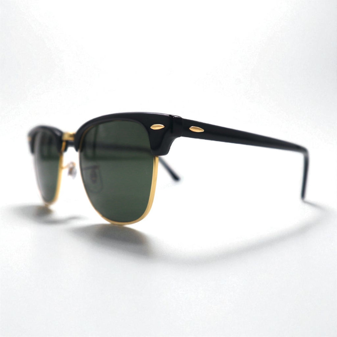 Ray-Ban Clubmaster Half-Rim Sunglasses, Black, RB3016 W0365, 49-21, 140mm, 3N, Made in Italy