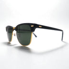Ray-Ban Clubmaster Half-Rim Sunglasses, Black, RB3016 W0365, 49-21, 140mm, 3N, Made in Italy