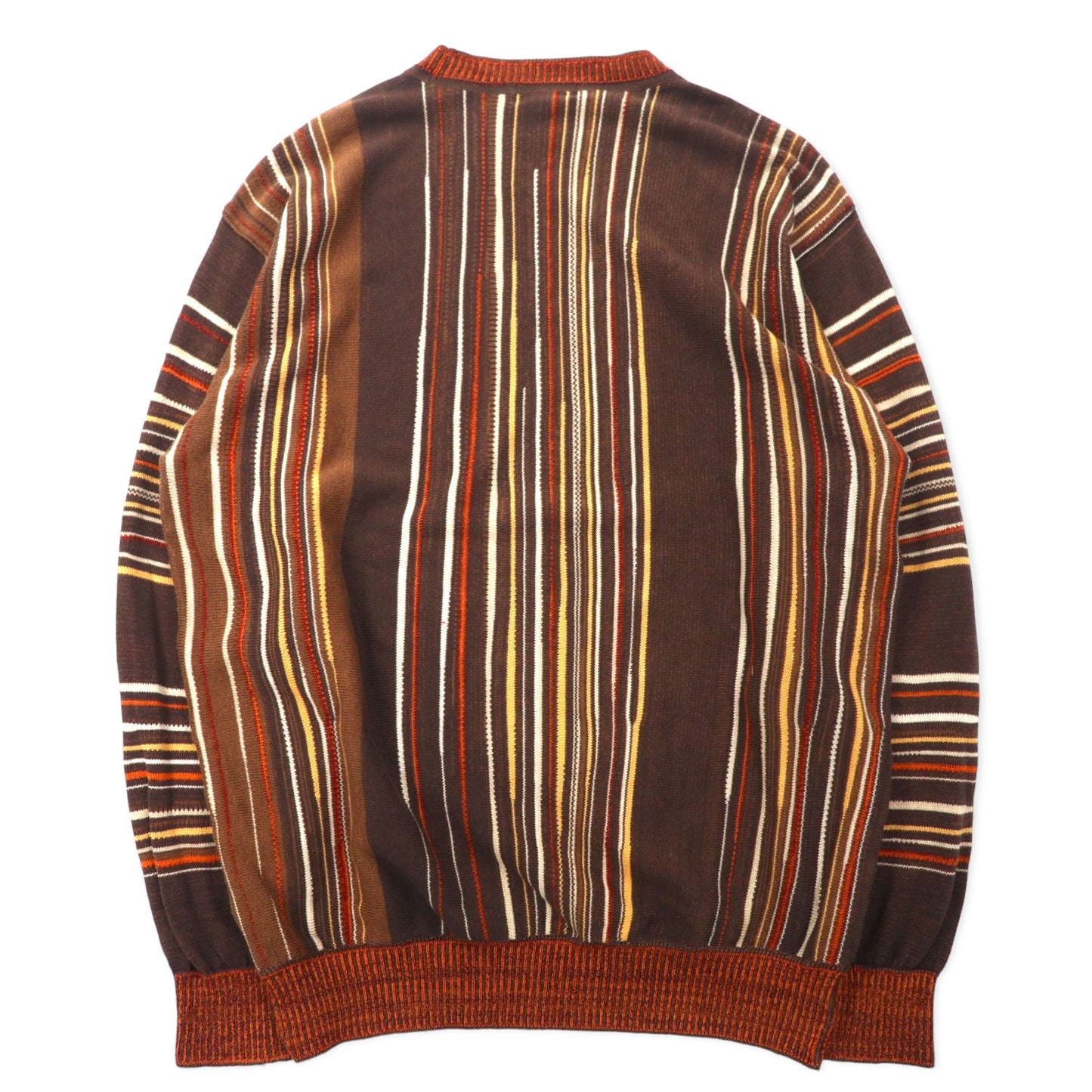 KENZO GOLF 90's Patterned Knit Sweater 3 Brown Cotton One Point 