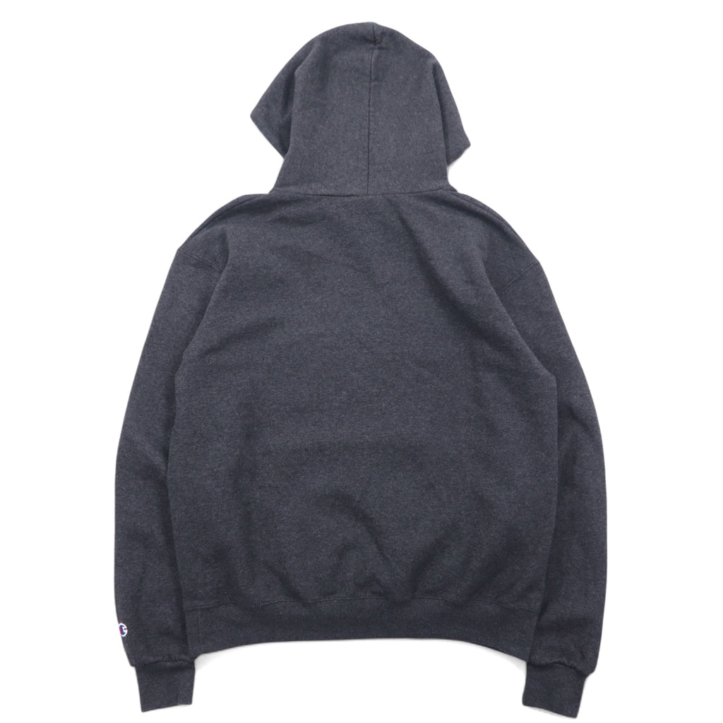 CHAMPION ECO FLEECE College Print Pullover Hoodie M Gray Cotton AKRON Arch Logo Fleece Lining