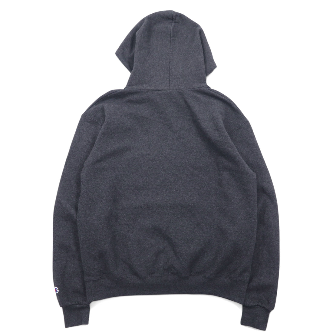 CHAMPION ECO FLEECE College Print Pullover Hoodie M Gray Cotton AKRON Arch Logo Fleece Lining