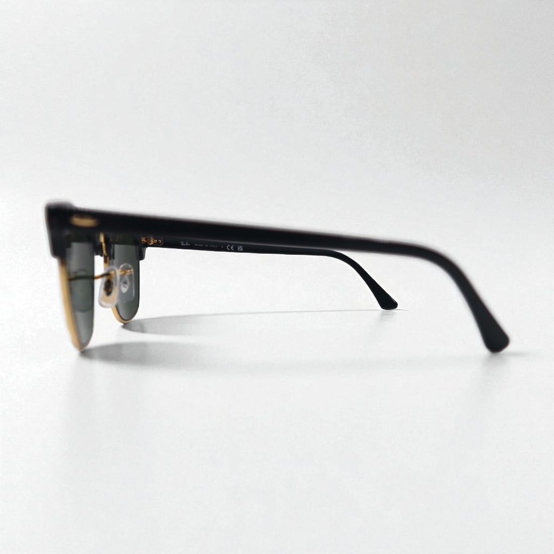 Ray-Ban Clubmaster Half-Rim Sunglasses, Black, RB3016 W0365, 49-21, 140mm, 3N, Made in Italy