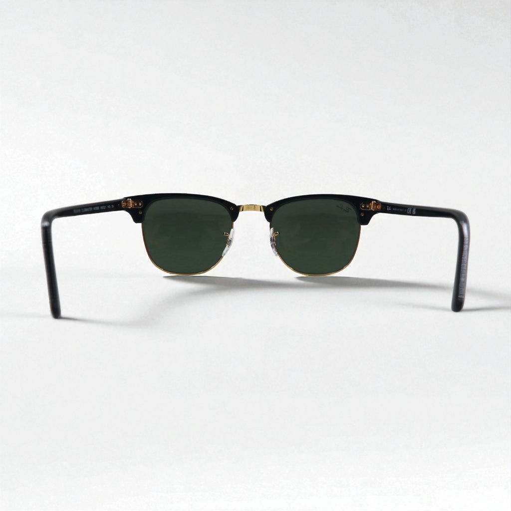 Ray-Ban Clubmaster Half-Rim Sunglasses, Black, RB3016 W0365, 49-21, 140mm, 3N, Made in Italy