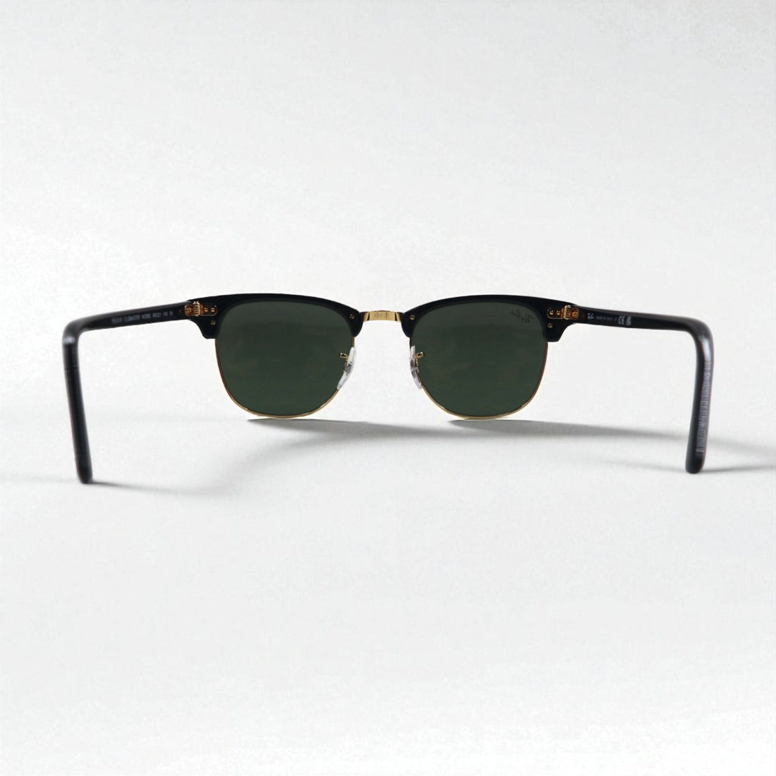 Ray-Ban Clubmaster Half-Rim Sunglasses, Black, RB3016 W0365, 49-21, 140mm, 3N, Made in Italy