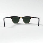 Ray-Ban Clubmaster Half-Rim Sunglasses, Black, RB3016 W0365, 49-21, 140mm, 3N, Made in Italy