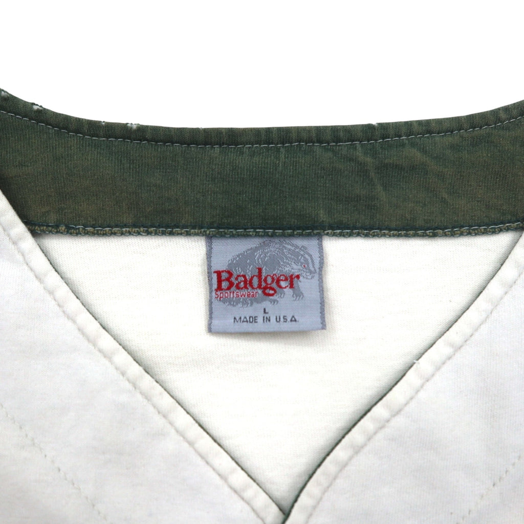 Badger Sportswear 90年代 USA製 ベースボールシャツ L クリーム コットン