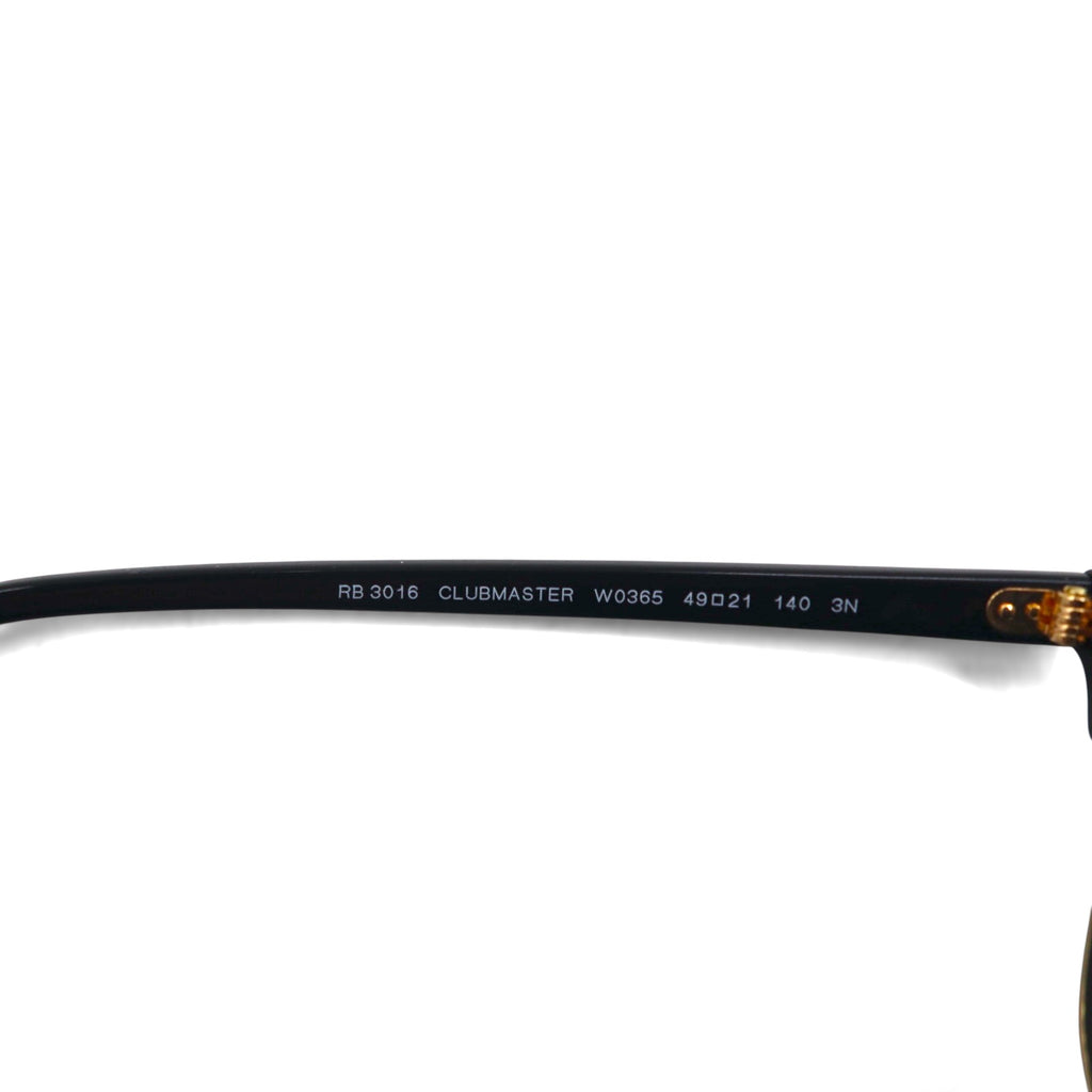 Ray-Ban Clubmaster Half-Rim Sunglasses, Black, RB3016 W0365, 49-21, 140mm, 3N, Made in Italy
