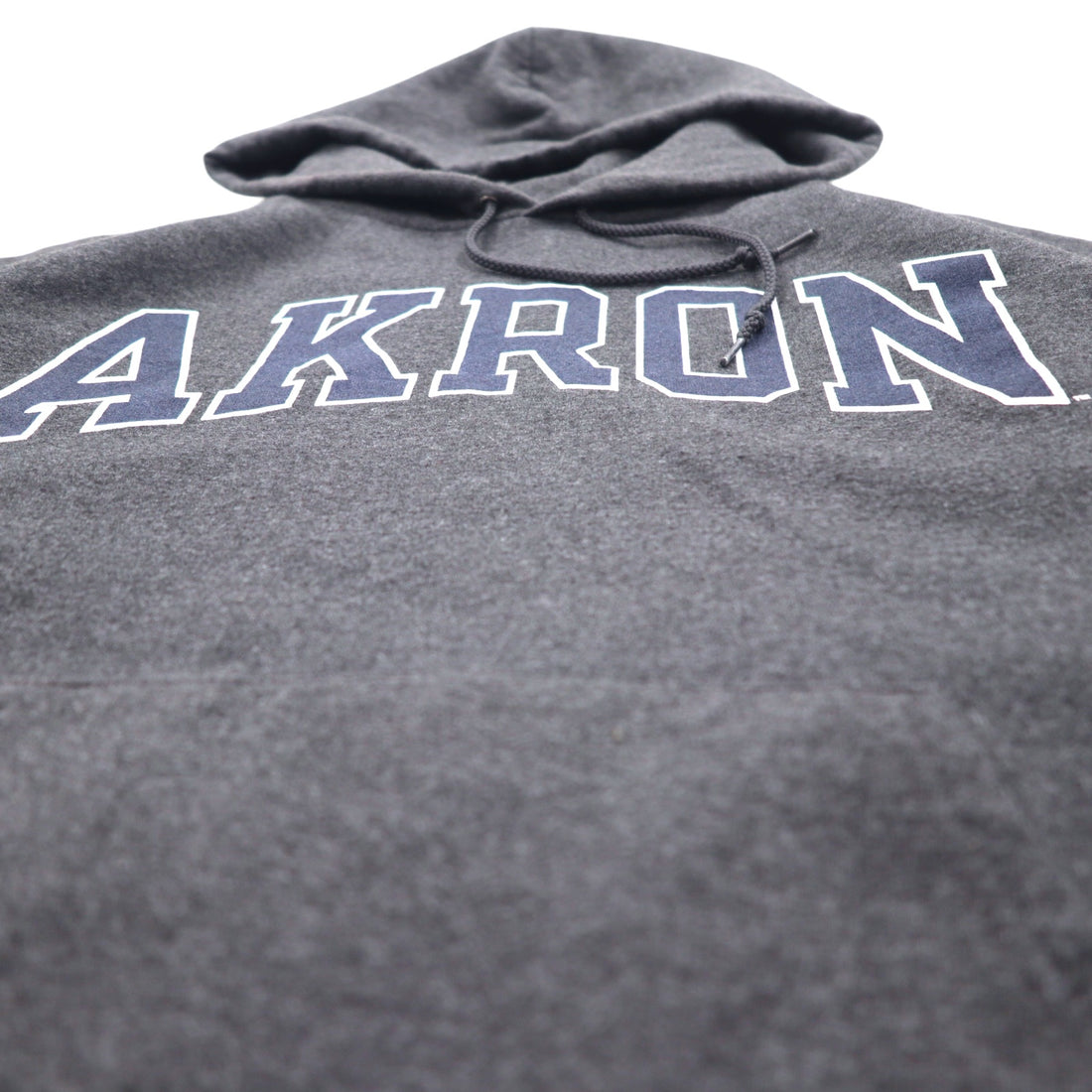 CHAMPION ECO FLEECE College Print Pullover Hoodie M Gray Cotton AKRON Arch Logo Fleece Lining