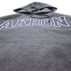 CHAMPION ECO FLEECE College Print Pullover Hoodie M Gray Cotton AKRON Arch Logo Fleece Lining