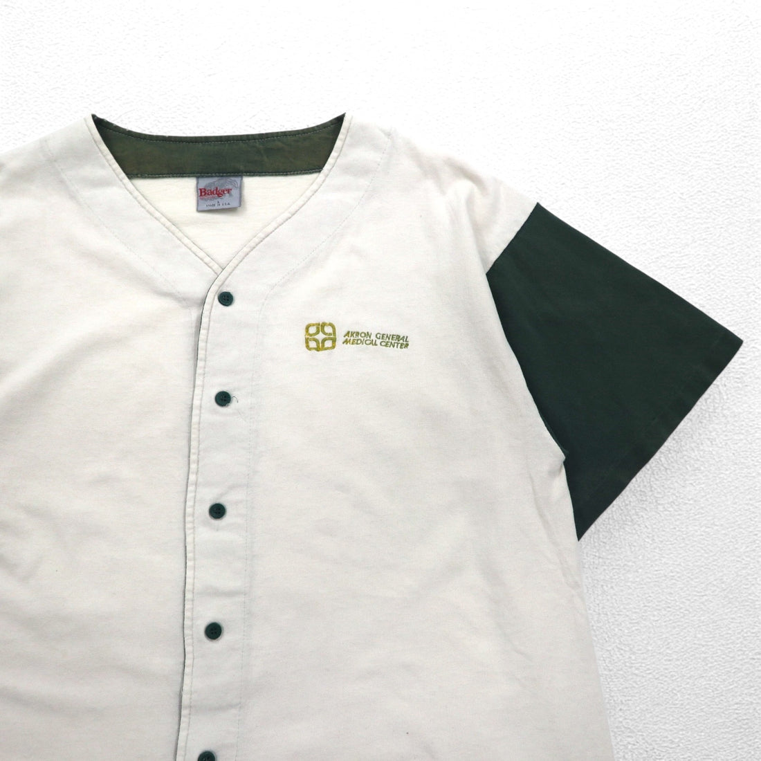 Badger Sportswear 90年代 USA製 ベースボールシャツ L クリーム コットン