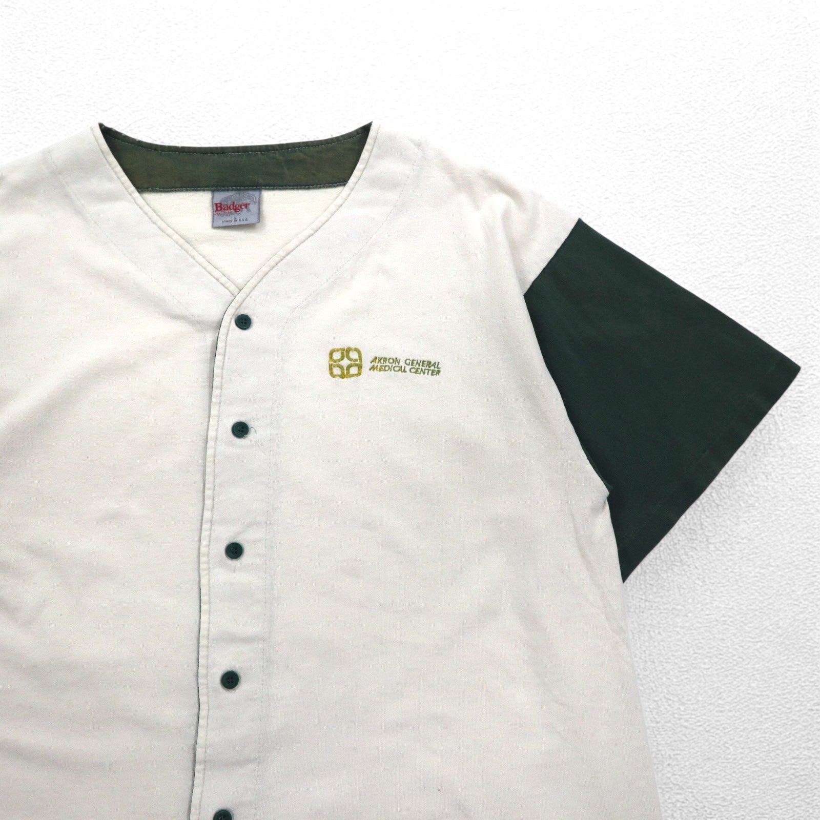 Badger Sportswear 90年代 USA製 ベースボールシャツ L クリーム コットン