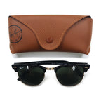 Ray-Ban Clubmaster Half-Rim Sunglasses, Black, RB3016 W0365, 49-21, 140mm, 3N, Made in Italy