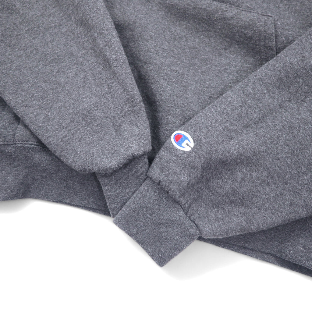CHAMPION ECO FLEECE College Print Pullover Hoodie M Gray Cotton AKRON Arch Logo Fleece Lining
