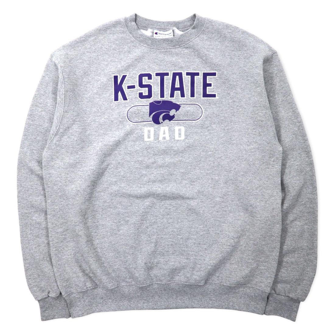 日本然リトテ-古着オンライン-Champion カレッジ プリント スウェット 2XL グレー コットン 裏起毛 NCAA K-STATE DAD ビッグサイズ エルサルバドル製-Champion College Print Sweatshirt 2XL Gray Cotton brushed lining NCAA K-STATE DAD Big Size El Salvador Made