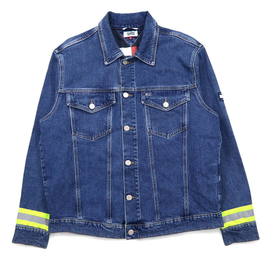 TOMMY JEANS オーバーサイズ デニム トラッカージャケット デニムジャケット M ブルー リフレクター フラッグロゴ OVERSIZED DENIM TRUCKER JACKET DM0DM07596-1A5