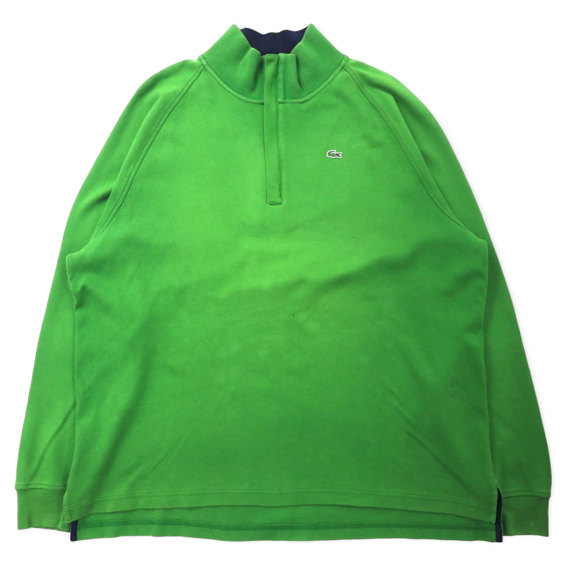 日本然リトテ-古着オンライン-LACOSTE ハーフジップ スウェット 9 グリーン コットン ワンポイントロゴ 5191L ビッグサイズ ペルー製-Lacoste Half Zip Sweatshirt 9 Green Cotton One Point Logo 5191L Big Size Peru Made