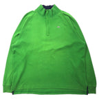 日本然リトテ-古着オンライン-LACOSTE ハーフジップ スウェット 9 グリーン コットン ワンポイントロゴ 5191L ビッグサイズ ペルー製-Lacoste Half Zip Sweatshirt 9 Green Cotton One Point Logo 5191L Big Size Peru Made