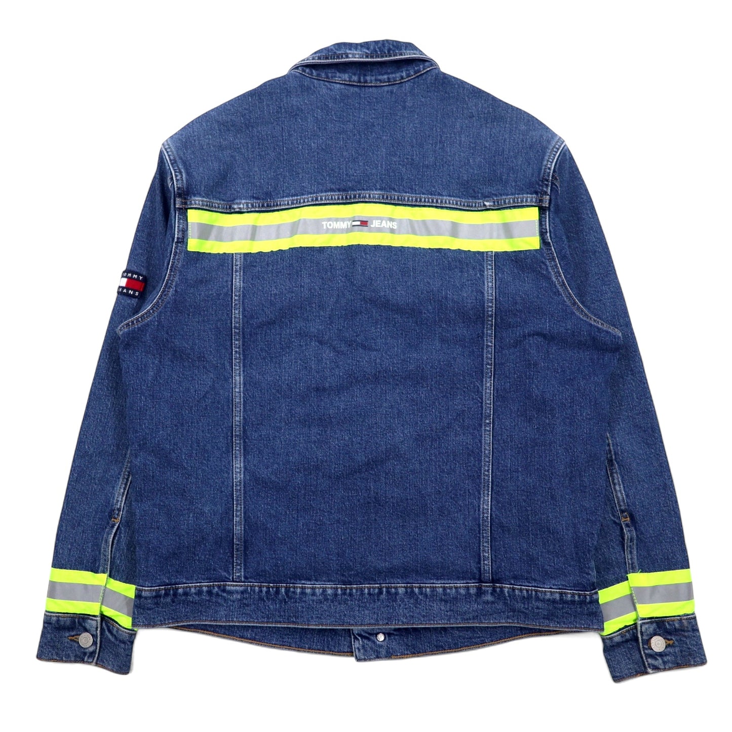 TOMMY JEANS オーバーサイズ デニム トラッカージャケット デニムジャケット M ブルー リフレクター フラッグロゴ OVERSIZED DENIM TRUCKER JACKET DM0DM07596-1A5