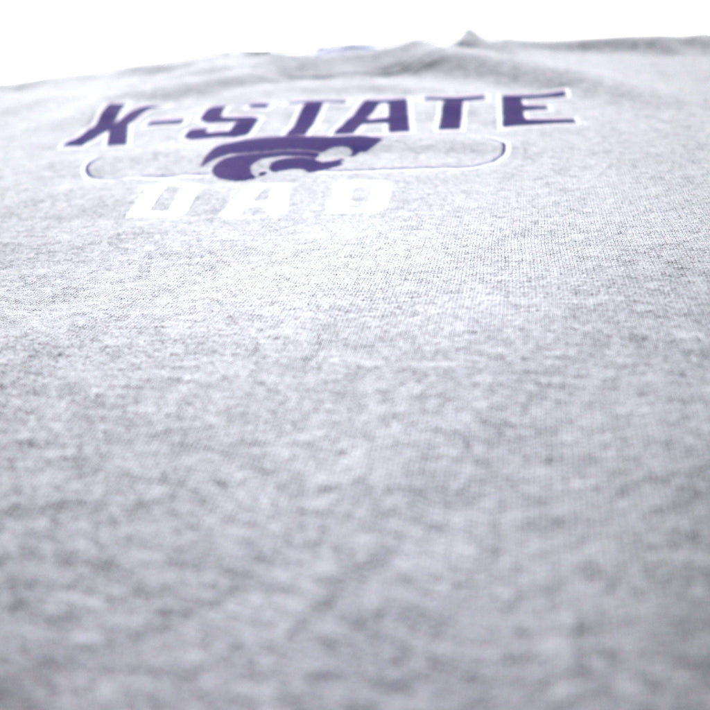 Champion College Print Sweatshirt, 2XL, Grey, Cotton, Fleece Lining, NCAA, K-STATE DAD, Big Size, Made in El Salvador