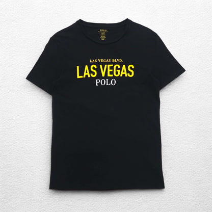 POLO RALPH LAUREN T-shirt, S, black, cotton, LAS VEGAS print, made in Peru
